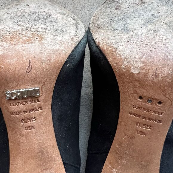 Schutz Black Suede Wrap Stiletto Heel Pump Booties Women 6.5 B Chic Sexy Minimal - Picture 13 of 14